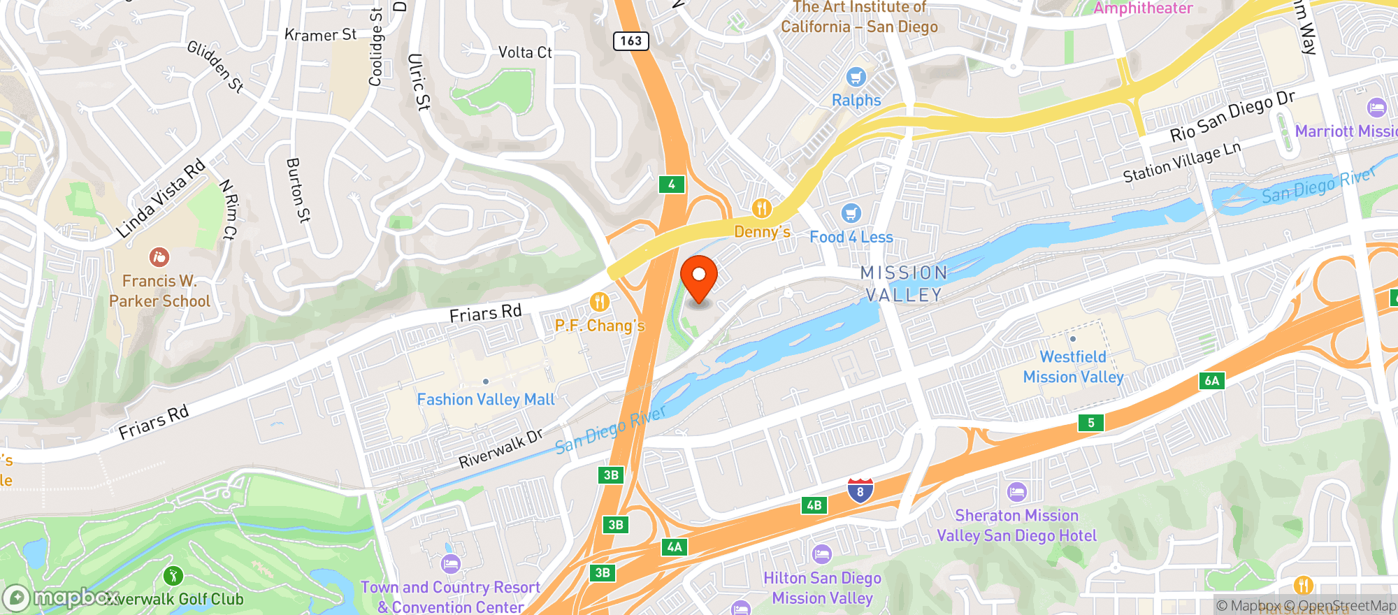 Map showing Doubletree Hotel #sdgo