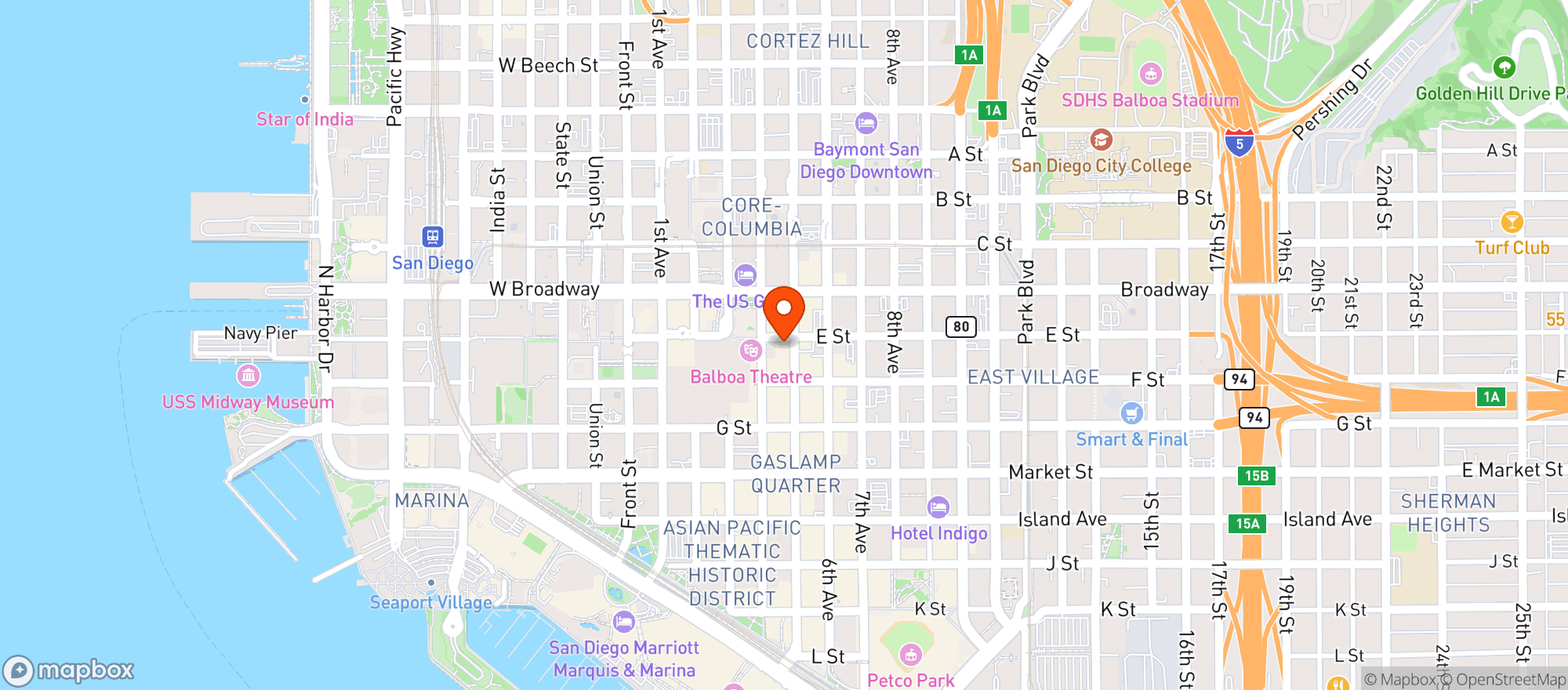 Map showing Gaslamp Tavern