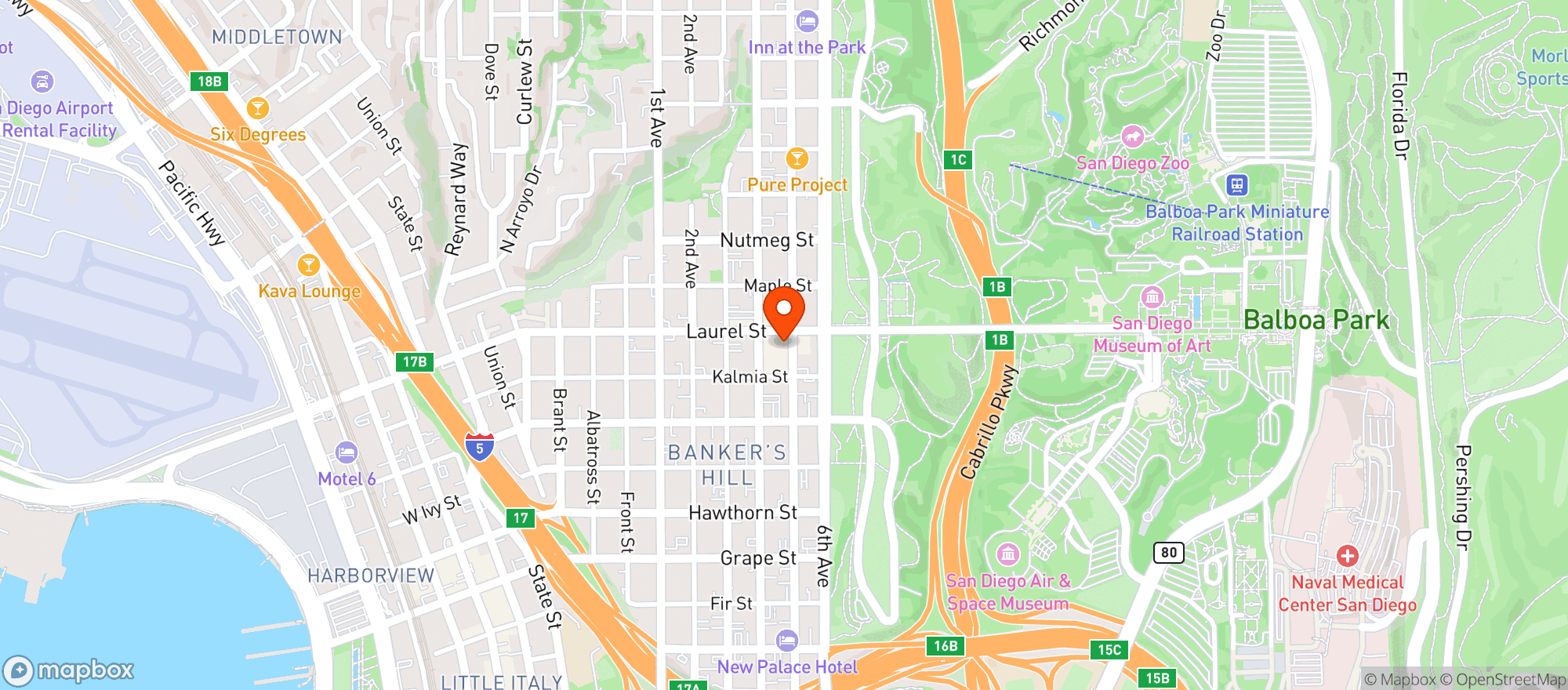 Map showing The Corner Drafthouse