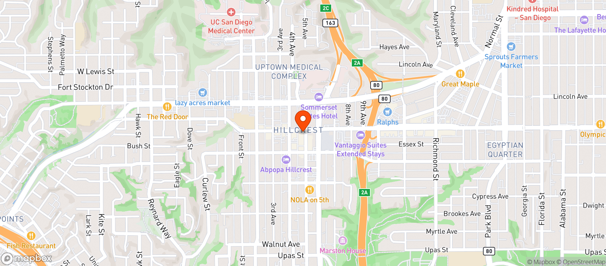 Map showing Massachusetts Mikes Pizza