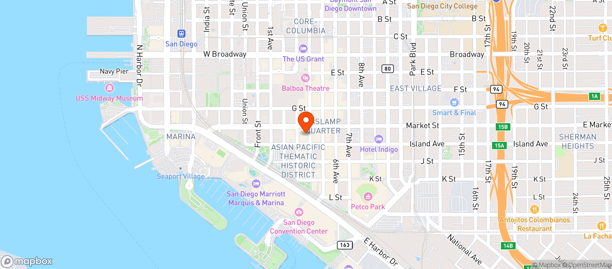 Map showing La Puerta