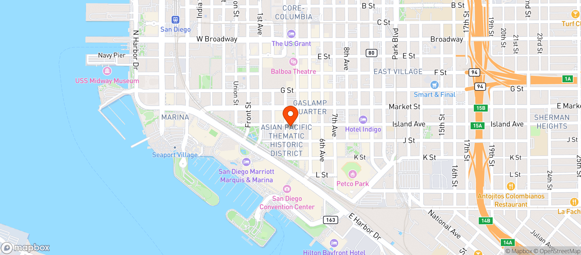 Map showing Horton Grand Hotel