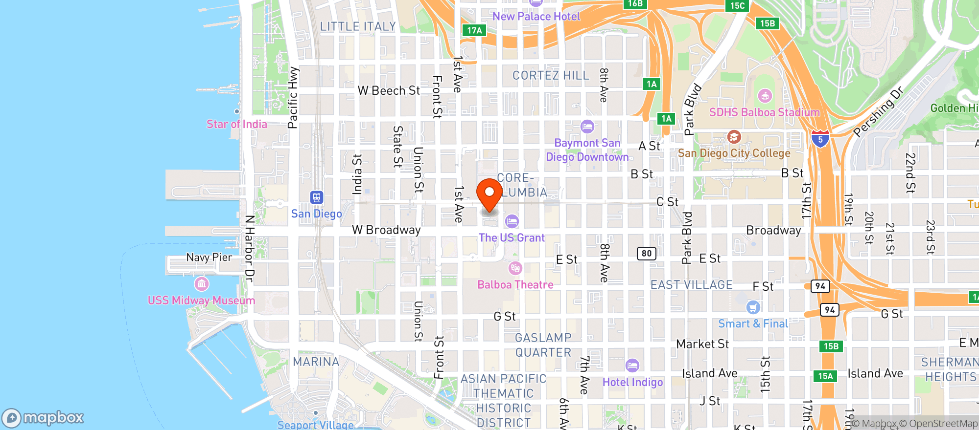 Map showing Westgate Hotel