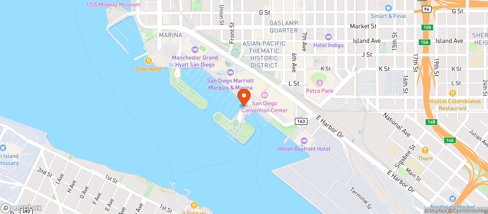 Map showing Rady Shell