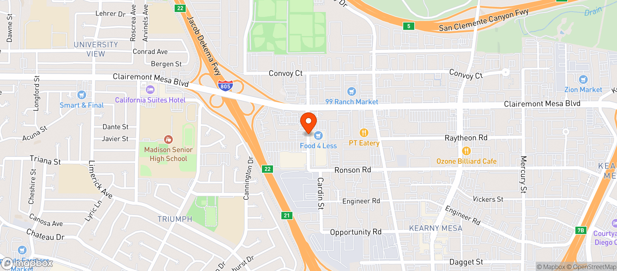 Map showing Food 4 Less