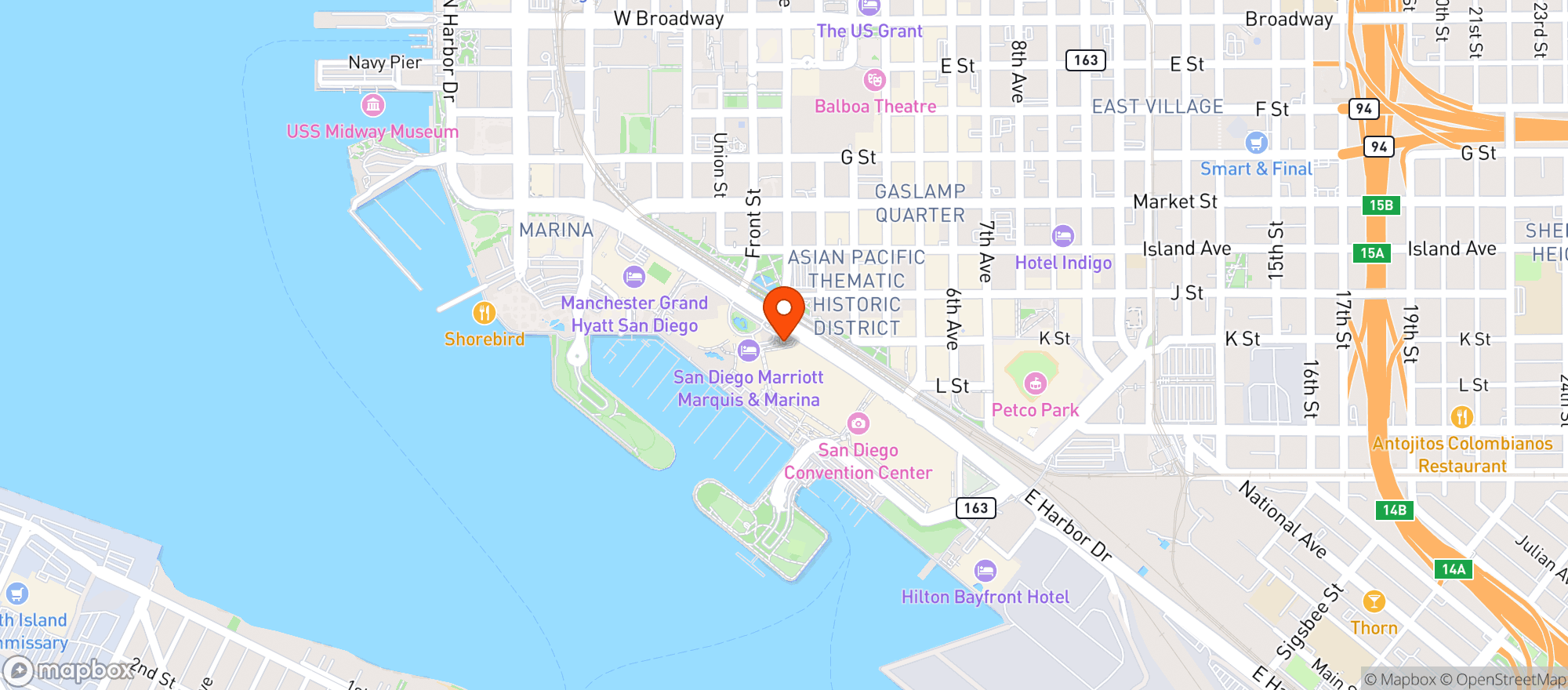 Map showing San Diego Convention Center