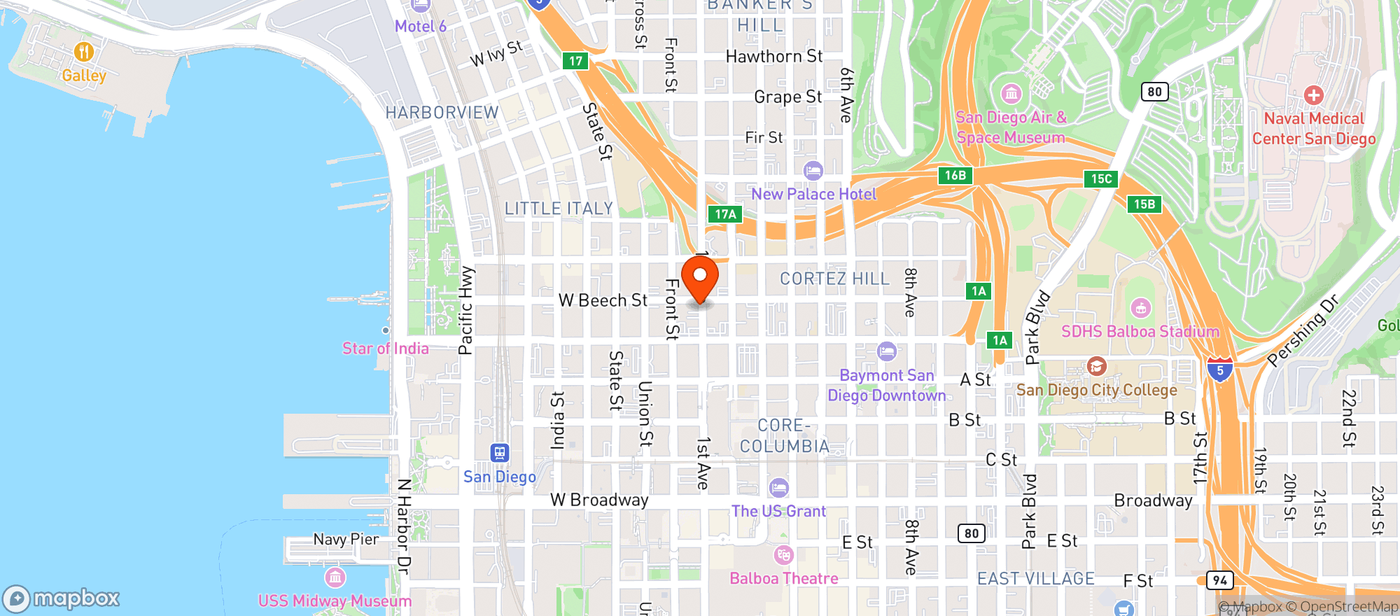Map showing Caps Pizza & Bar