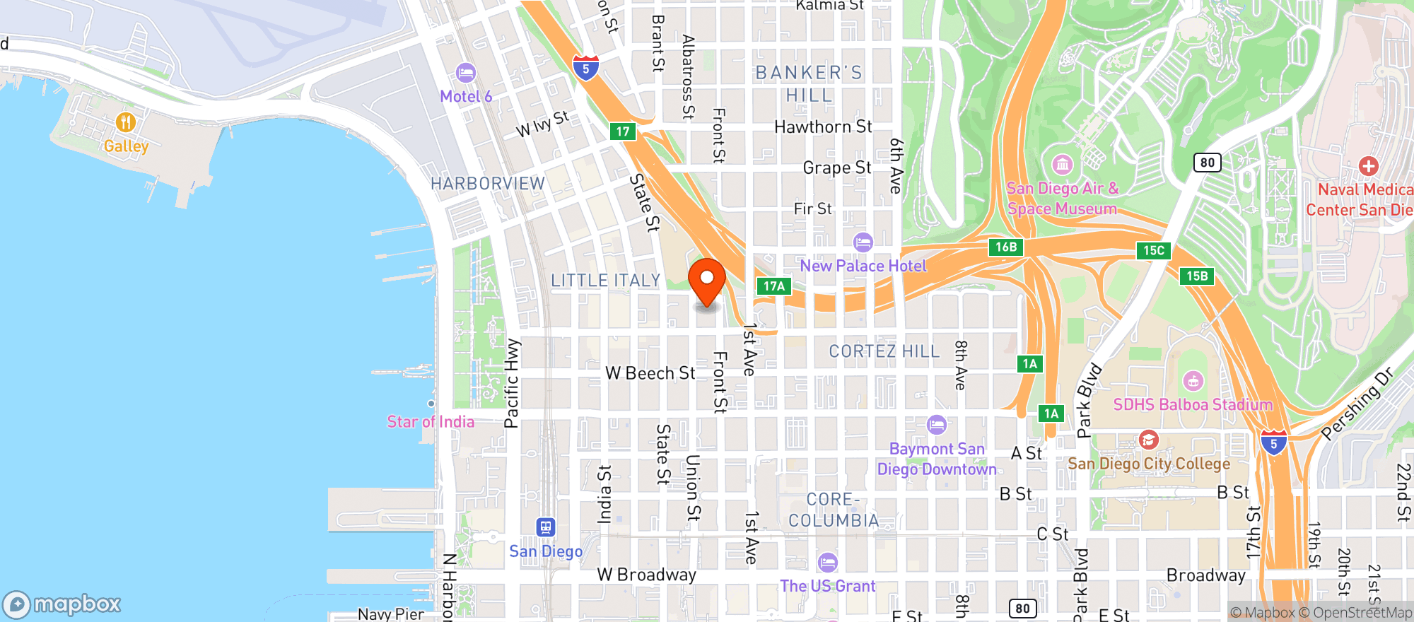 Map showing The Little Italy Hotel