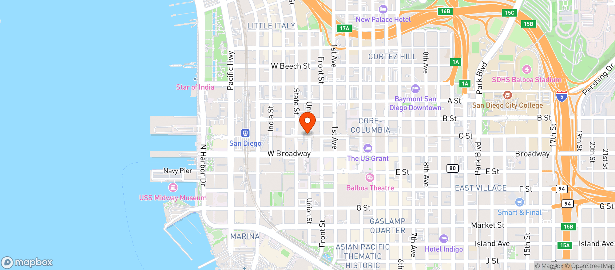 Map showing San Diego Superior Court - County Of San Diego