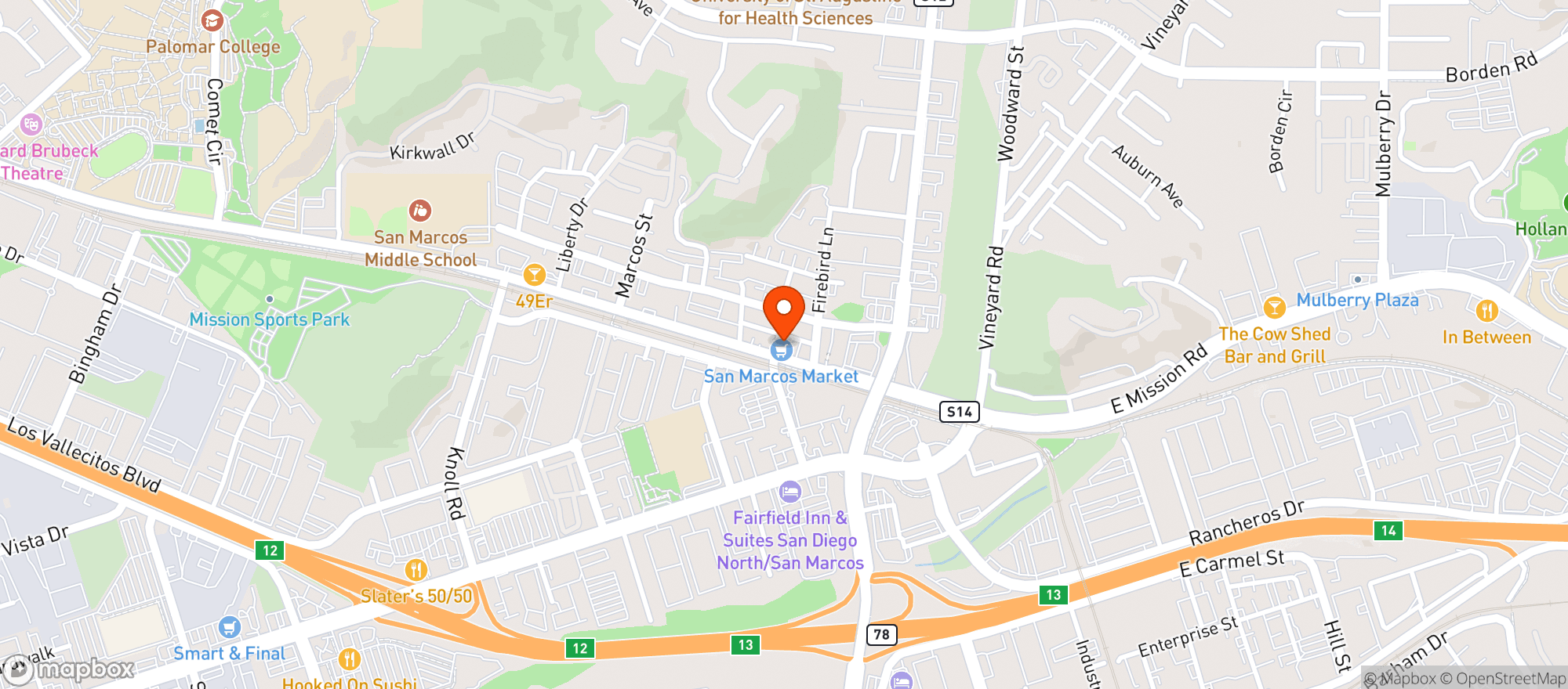 Map showing San Marcos Market