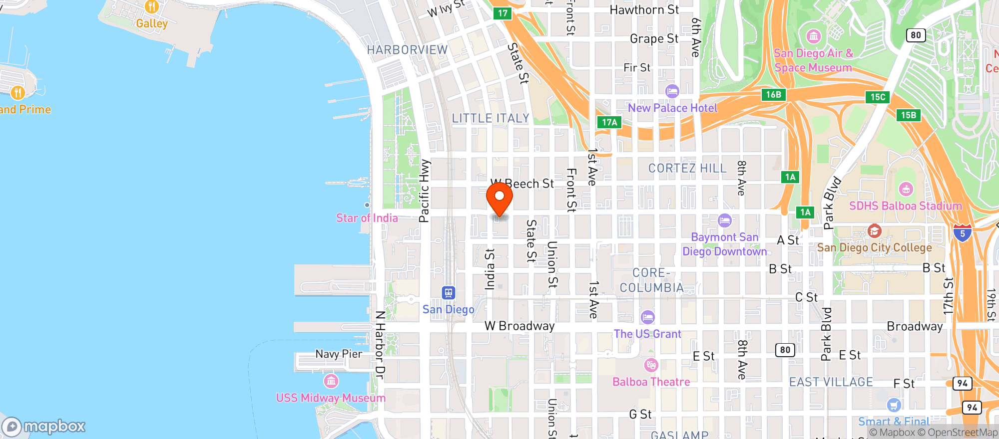 Map showing Best Western Plus