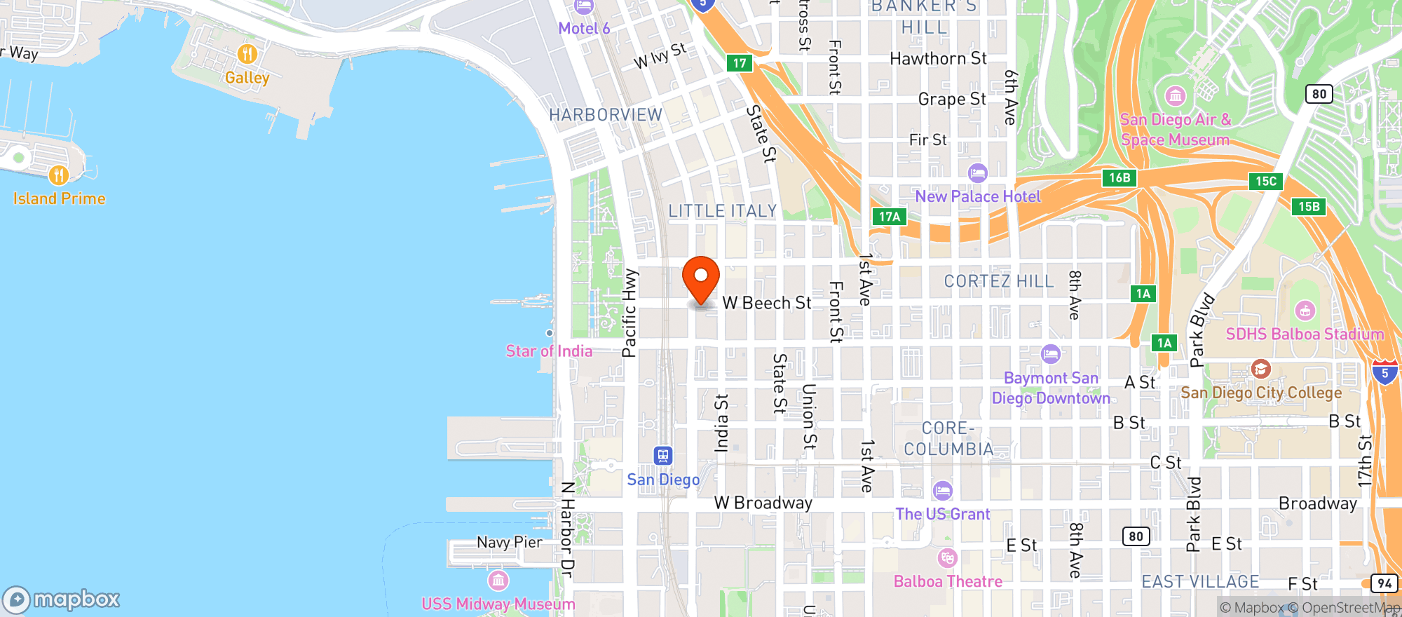 Map showing Craft & Commerce