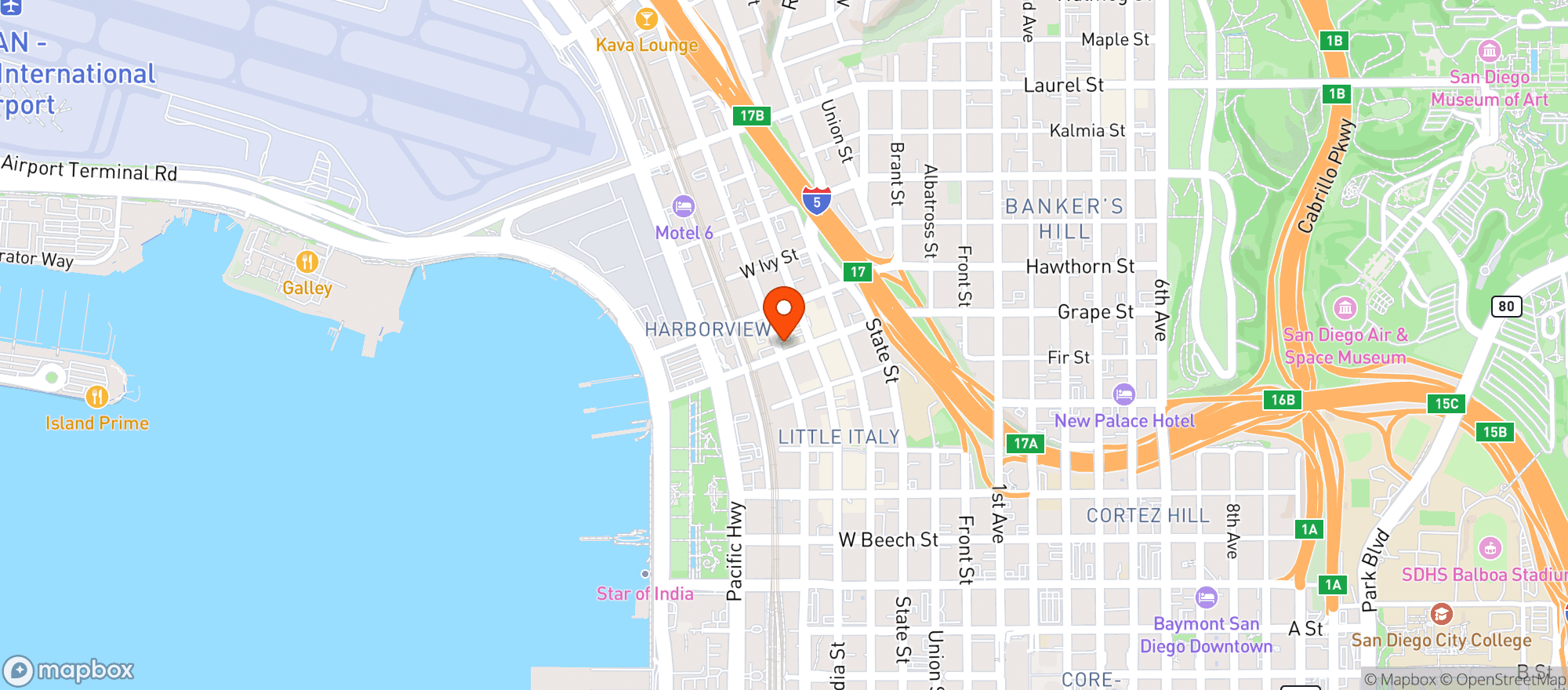 Map showing Kettner Exchange