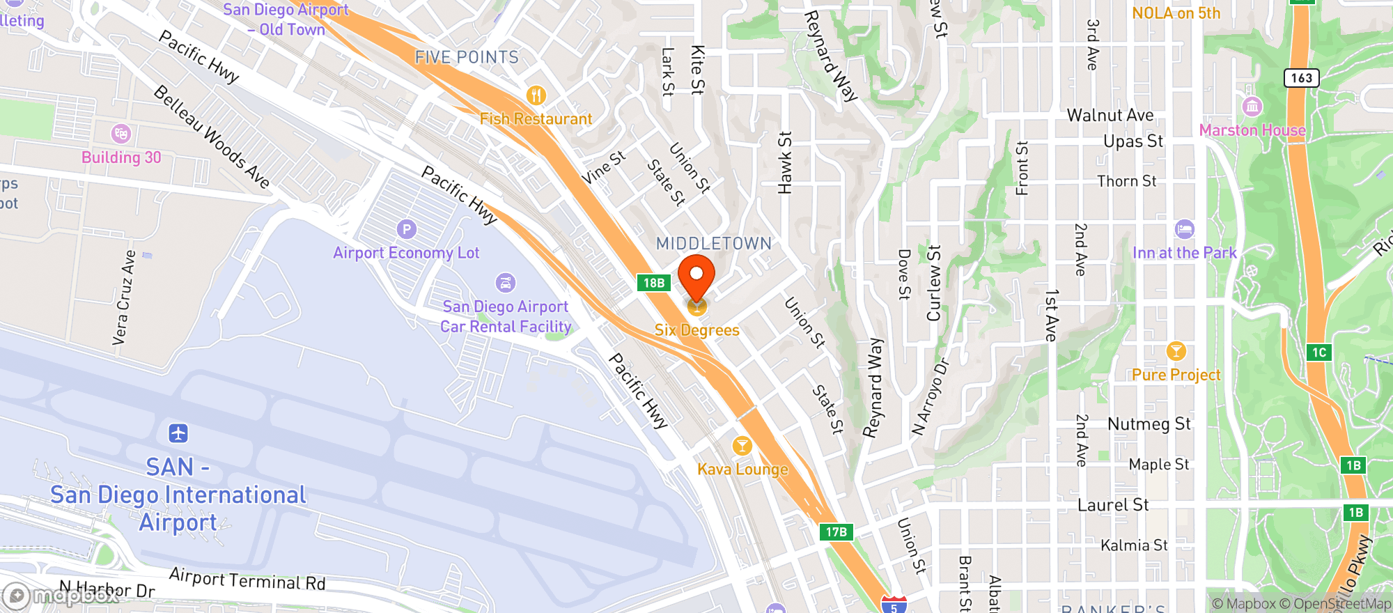Map showing Starlite Room The