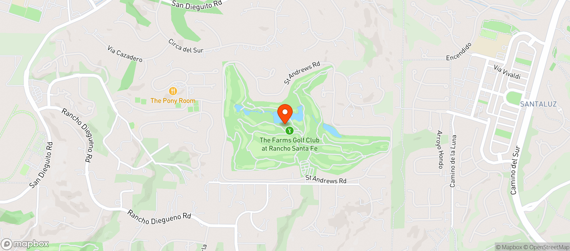 Map showing The Farms Golf Club