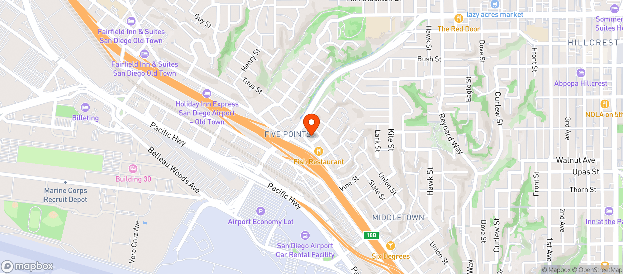 Map showing Shakespeare Pub & Grill