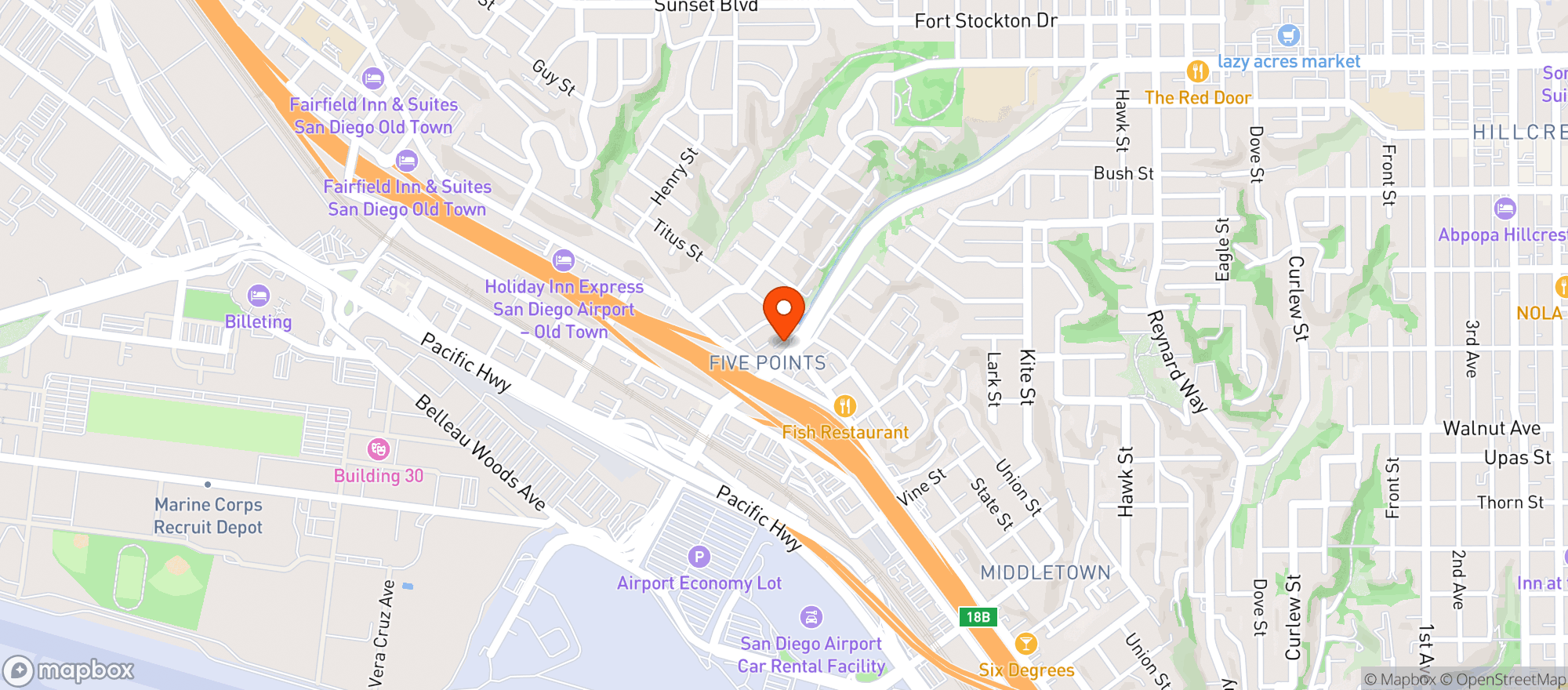 Map showing Palomar Market