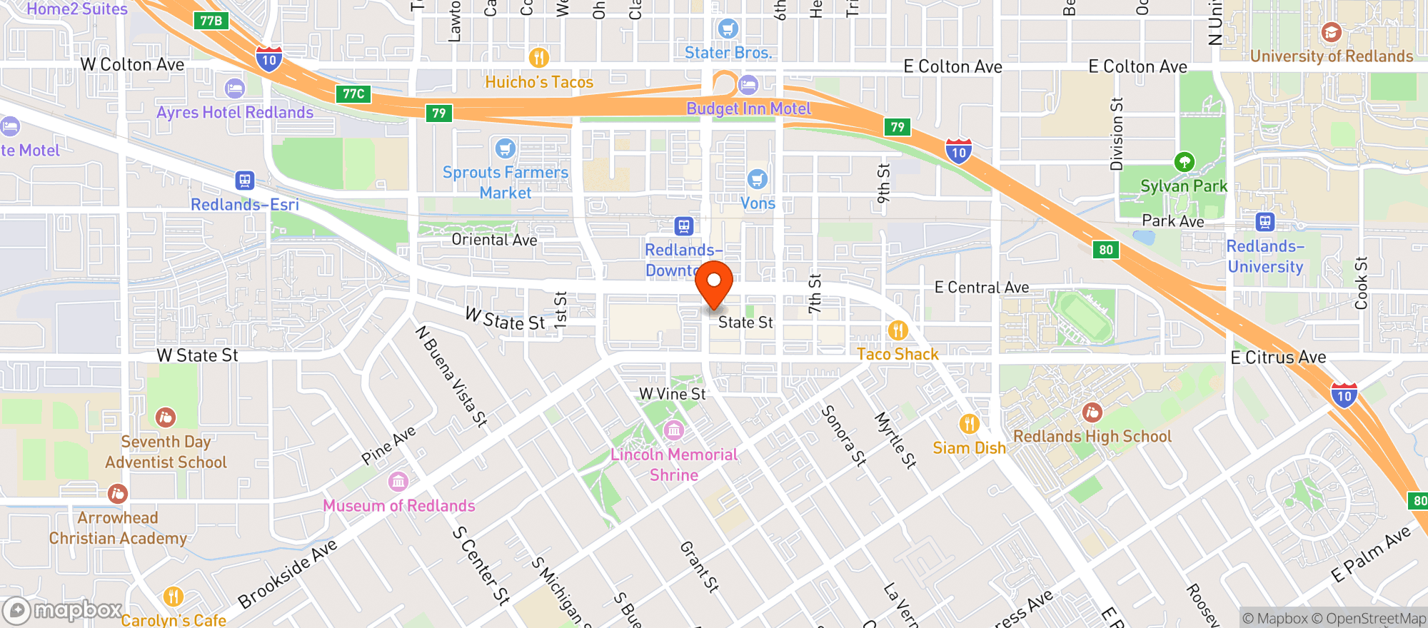 Map showing Darby's American Cantina