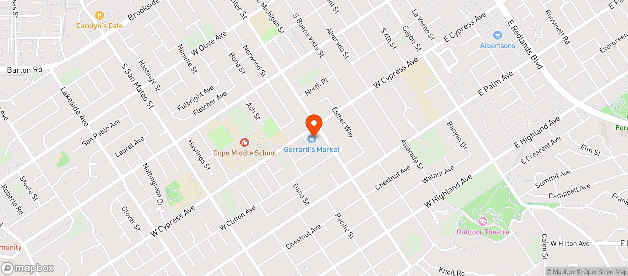 Map showing Heritage Farms Redlands