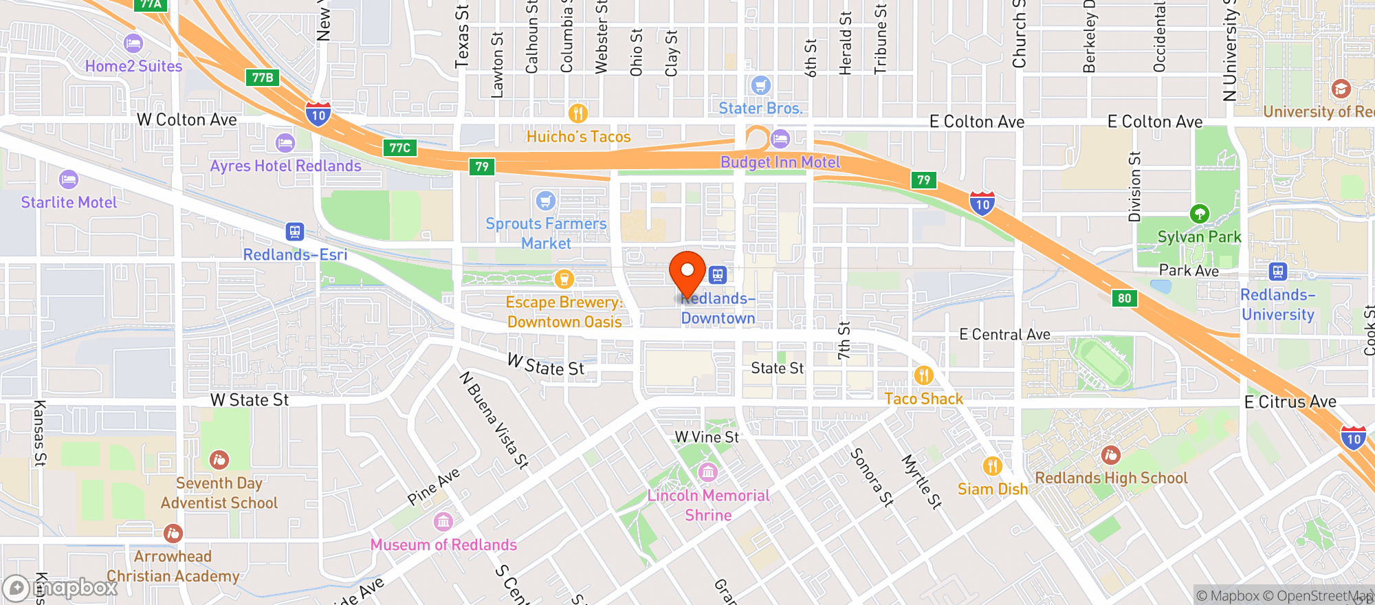 Map showing Redlands Natural Market