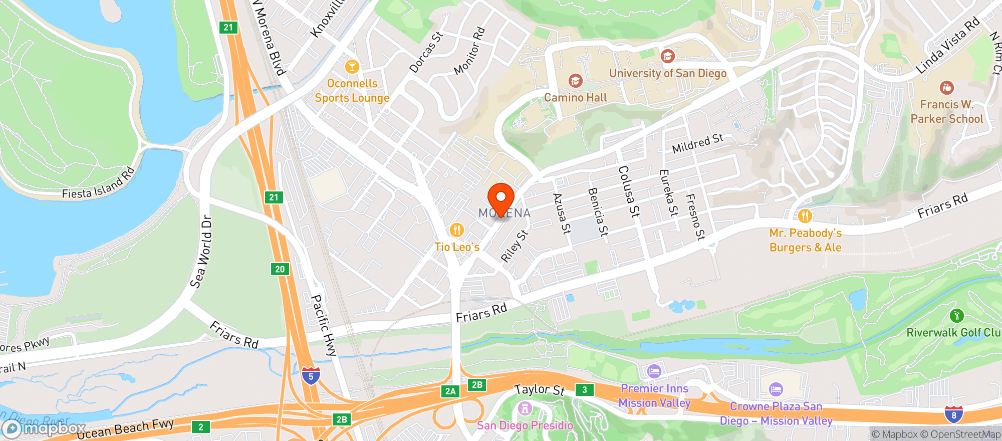 Map showing Giovannis Italian Restaurant