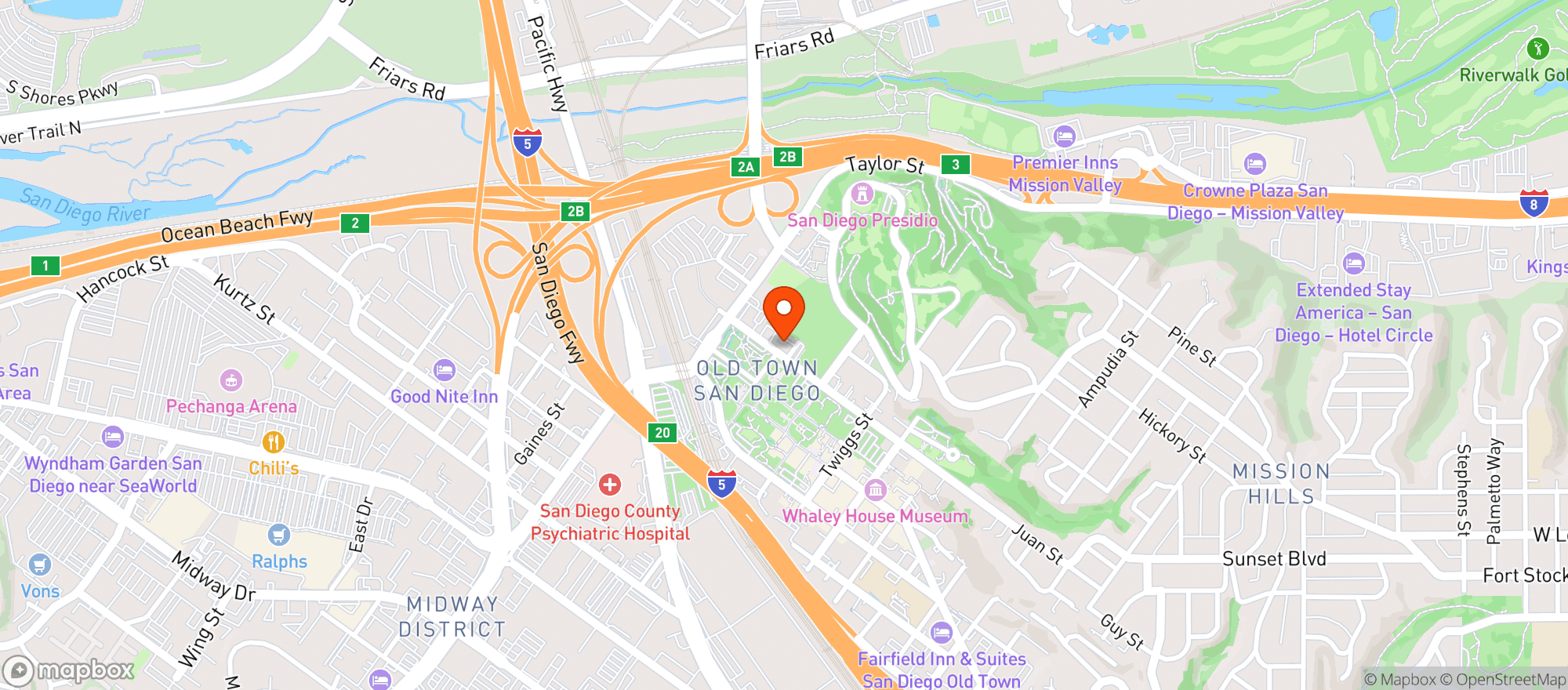 Map showing SoCal Solutions CBD Store San Diego