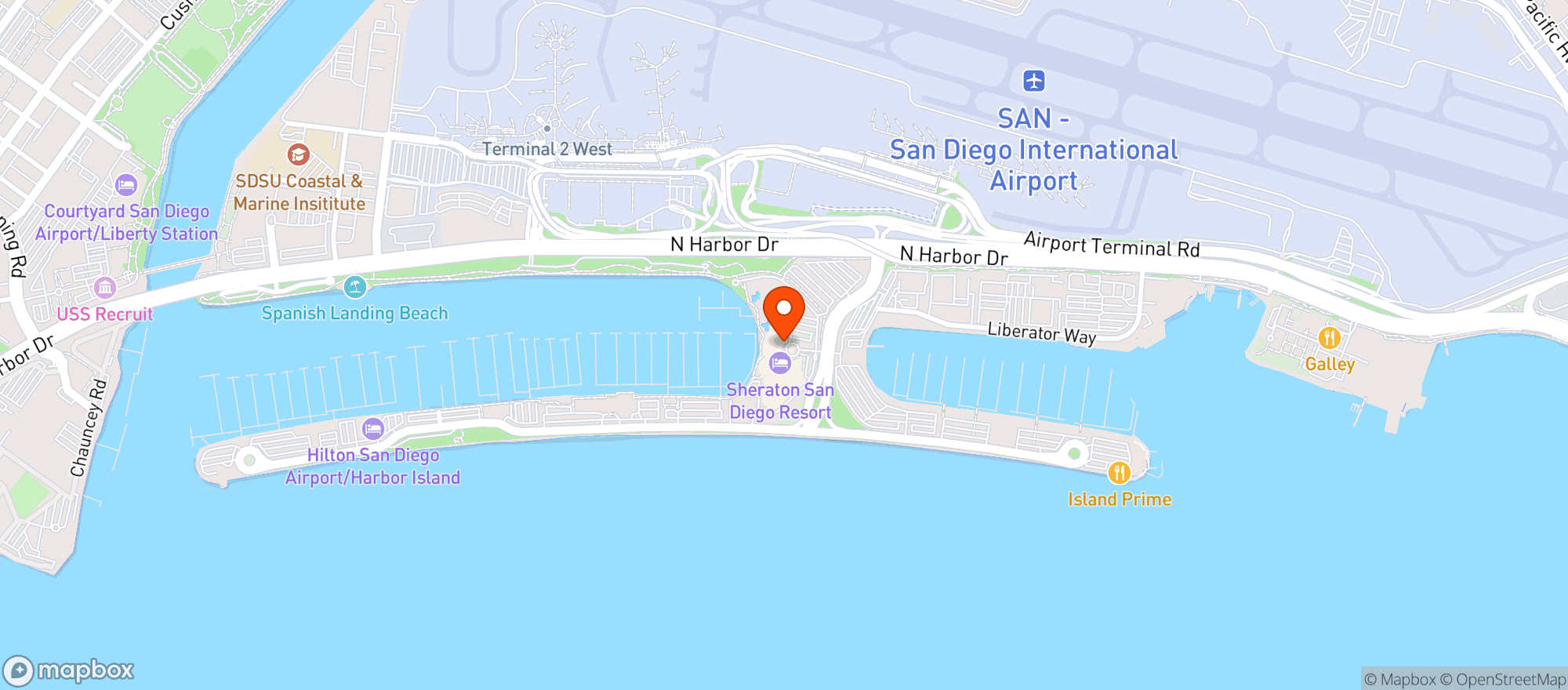 Map showing Sheraton San Diego Hotel & Marina