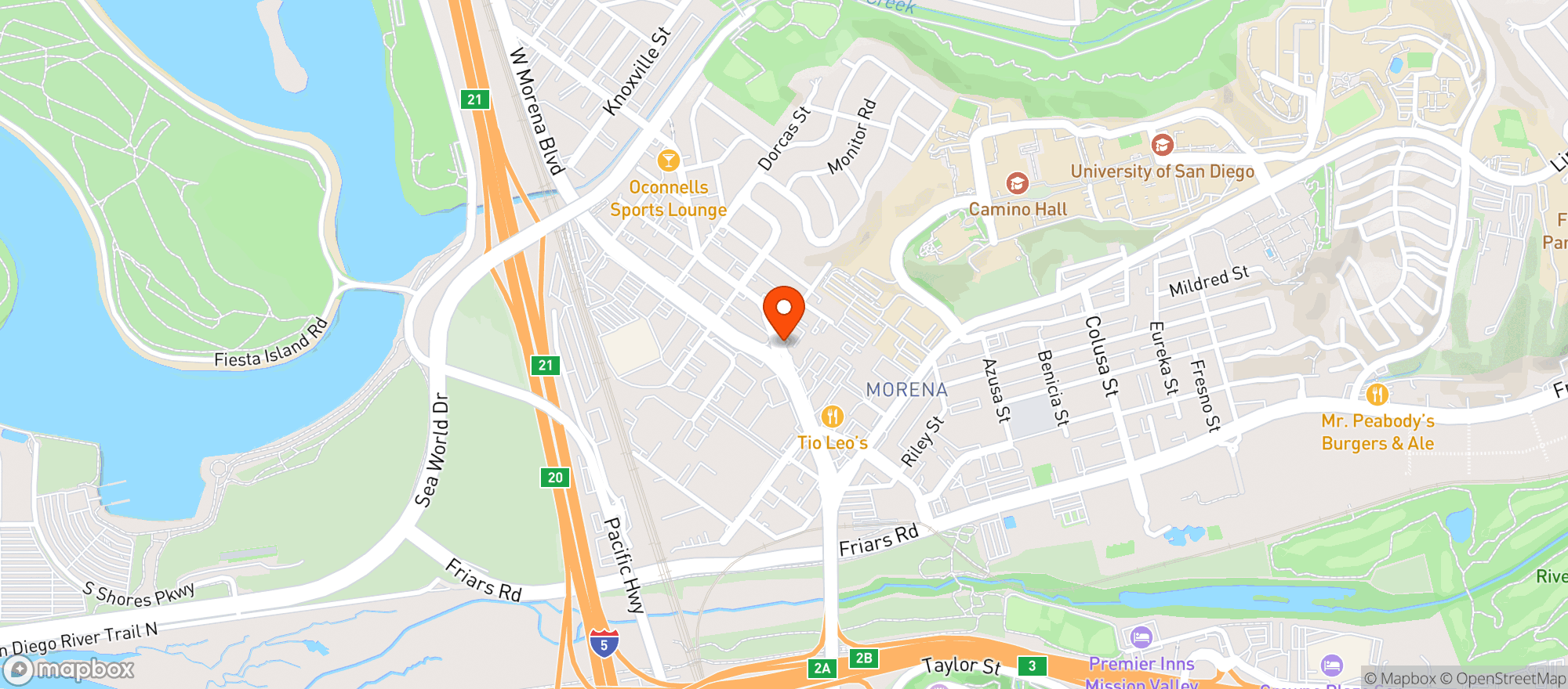 Map showing Morena Blvd Market