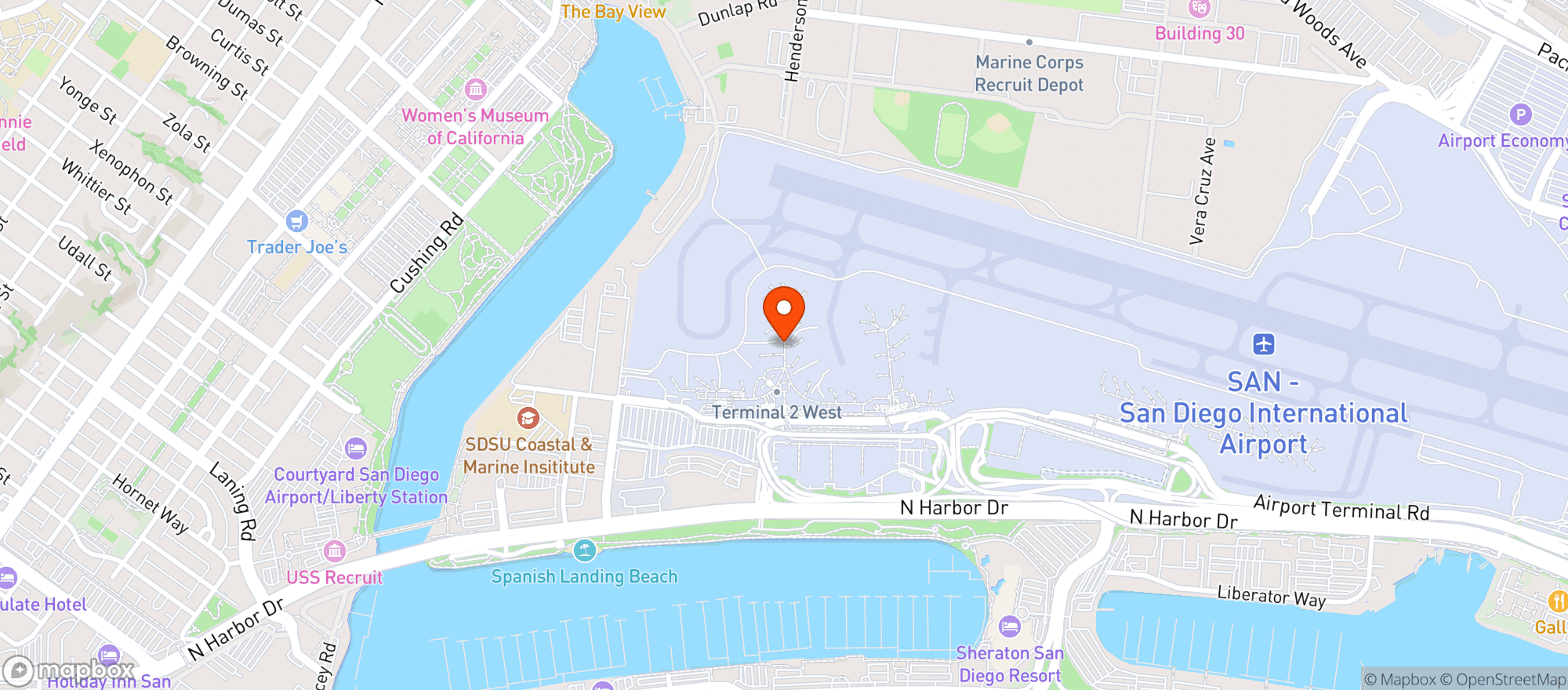 Map showing Chase Sapphire Lounge - San Diego