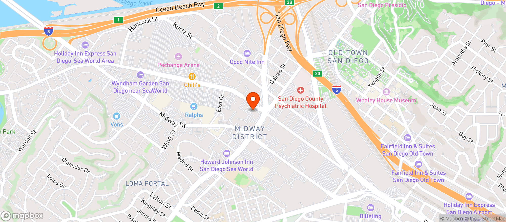 Map showing Vitamin Shoppe - San Diego