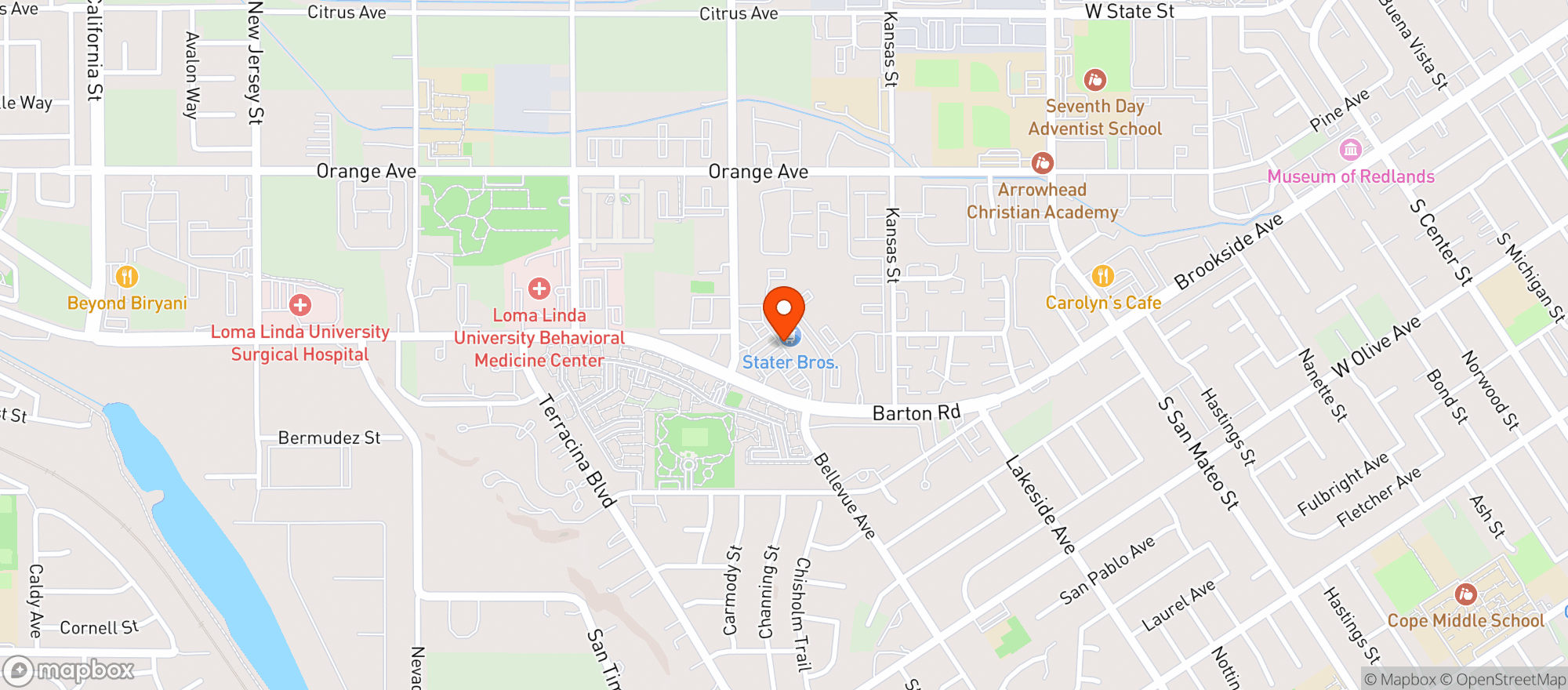 Map showing Stater Bros Markets #112