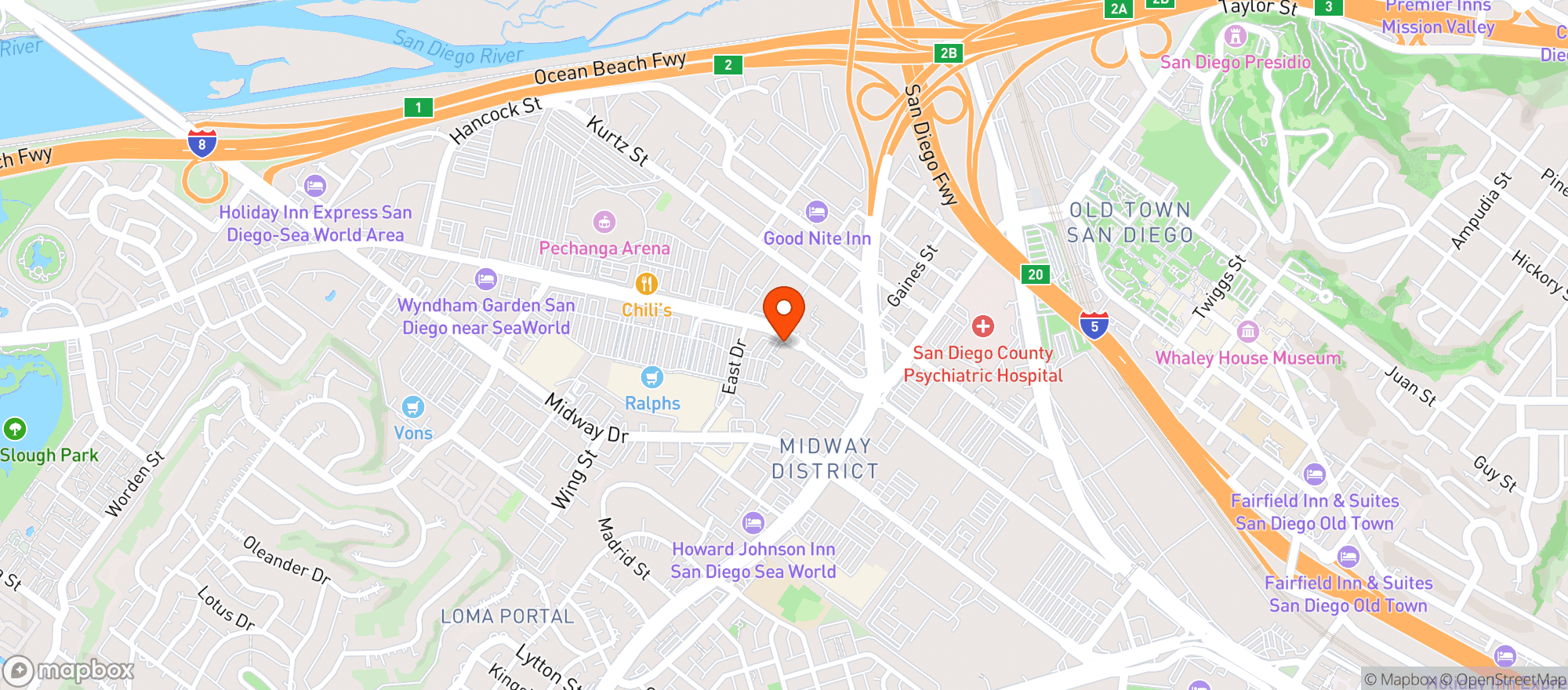 Map showing Olive Garden