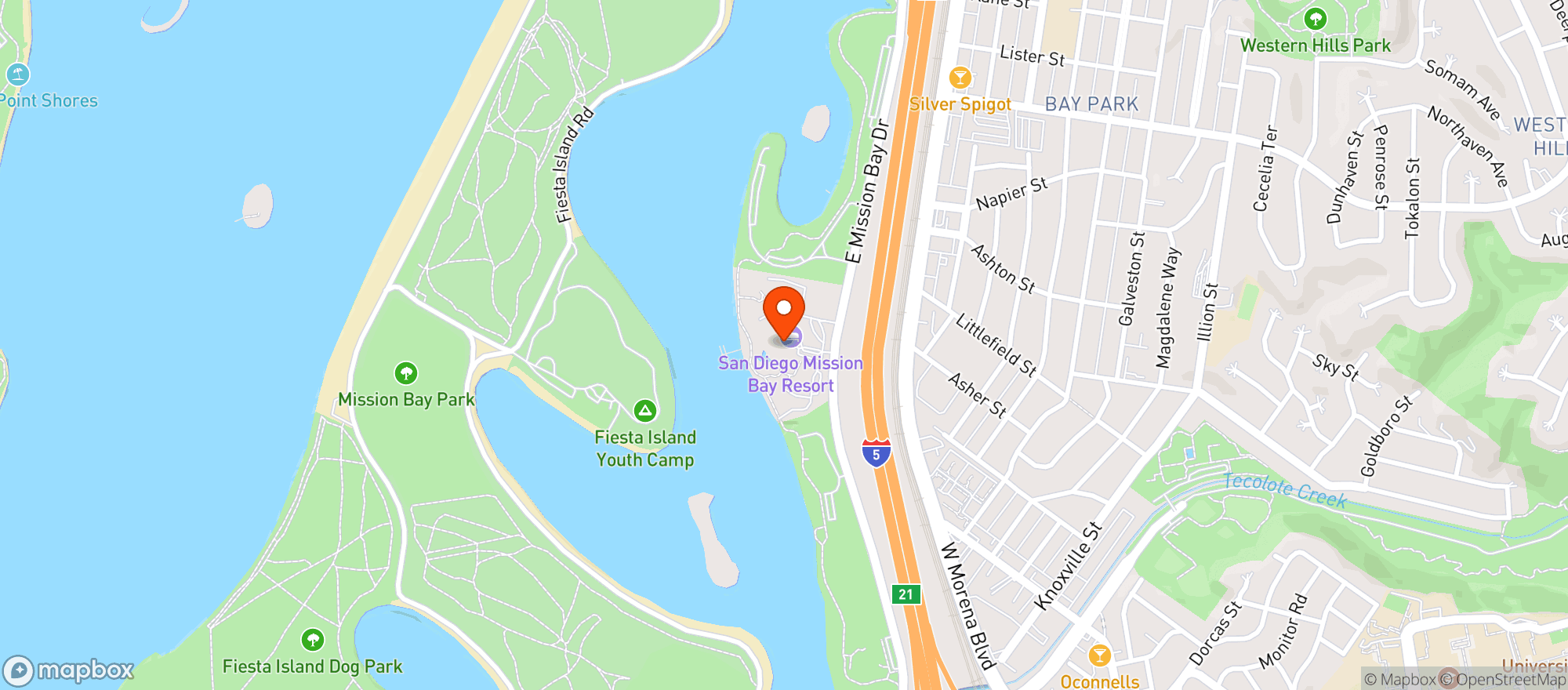 Map showing San Diego Mission Bay Resort