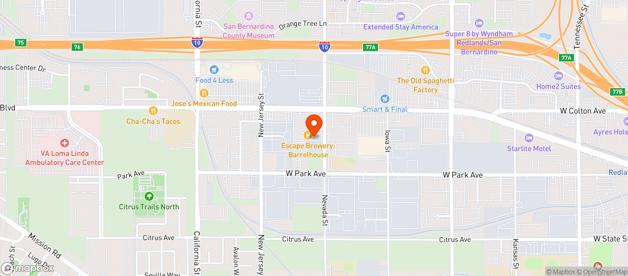 Map showing Escape Craft Brewery