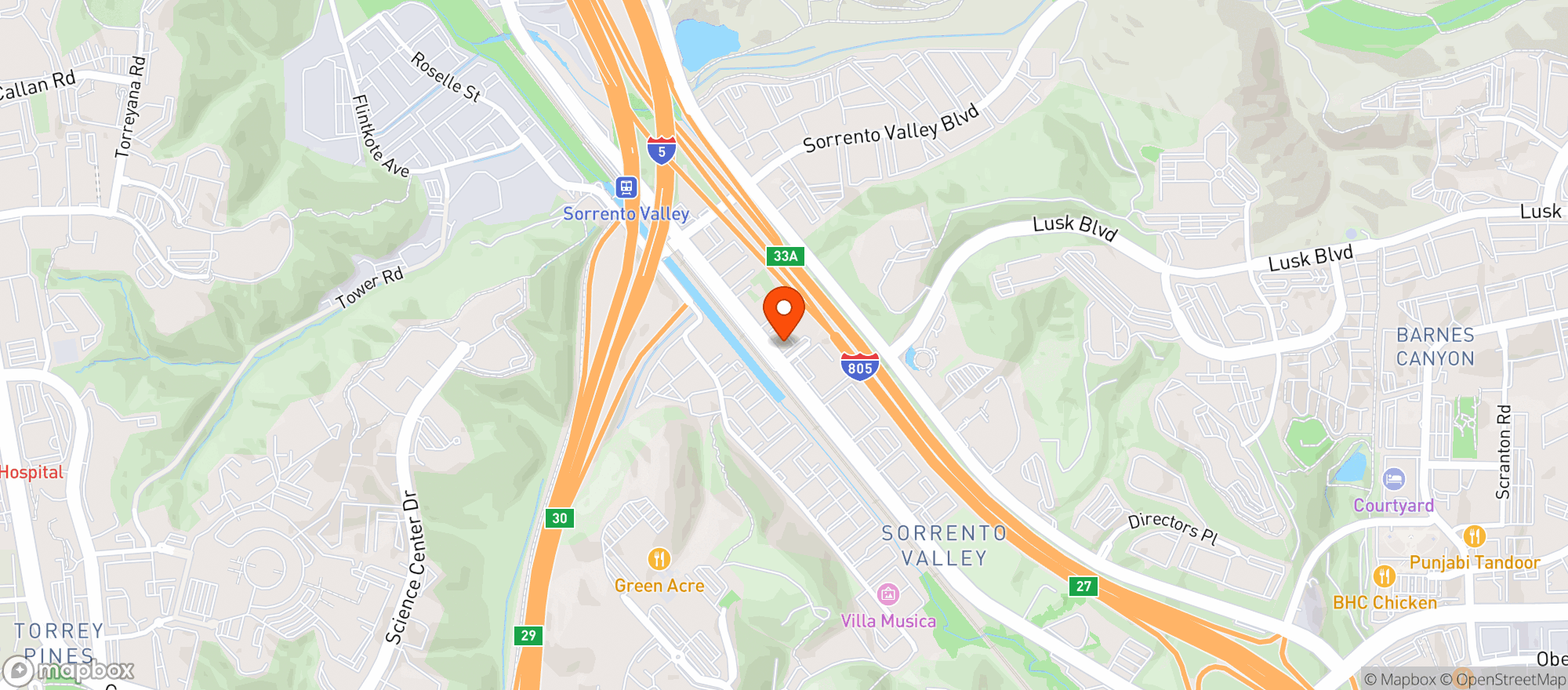 Map showing Buzz Cannabis - Sorrento Valley