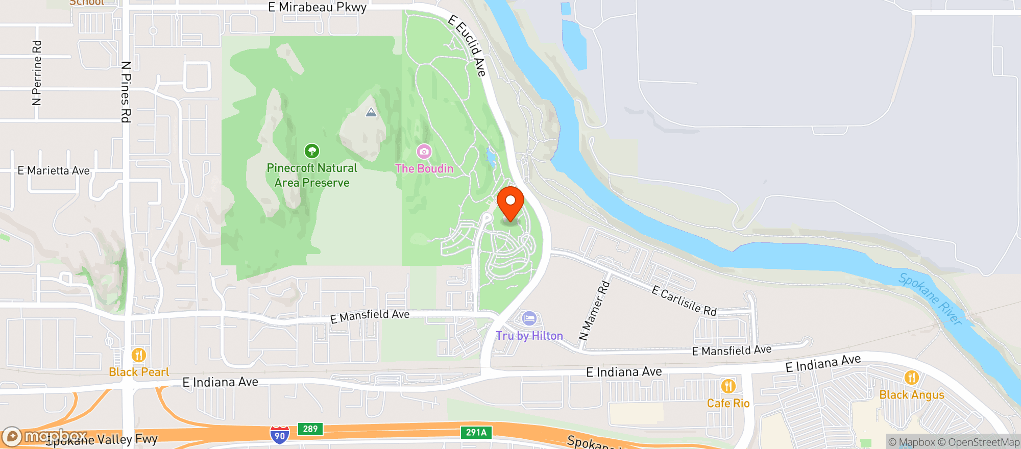 Map showing Center Place At Mirabeau Point Park