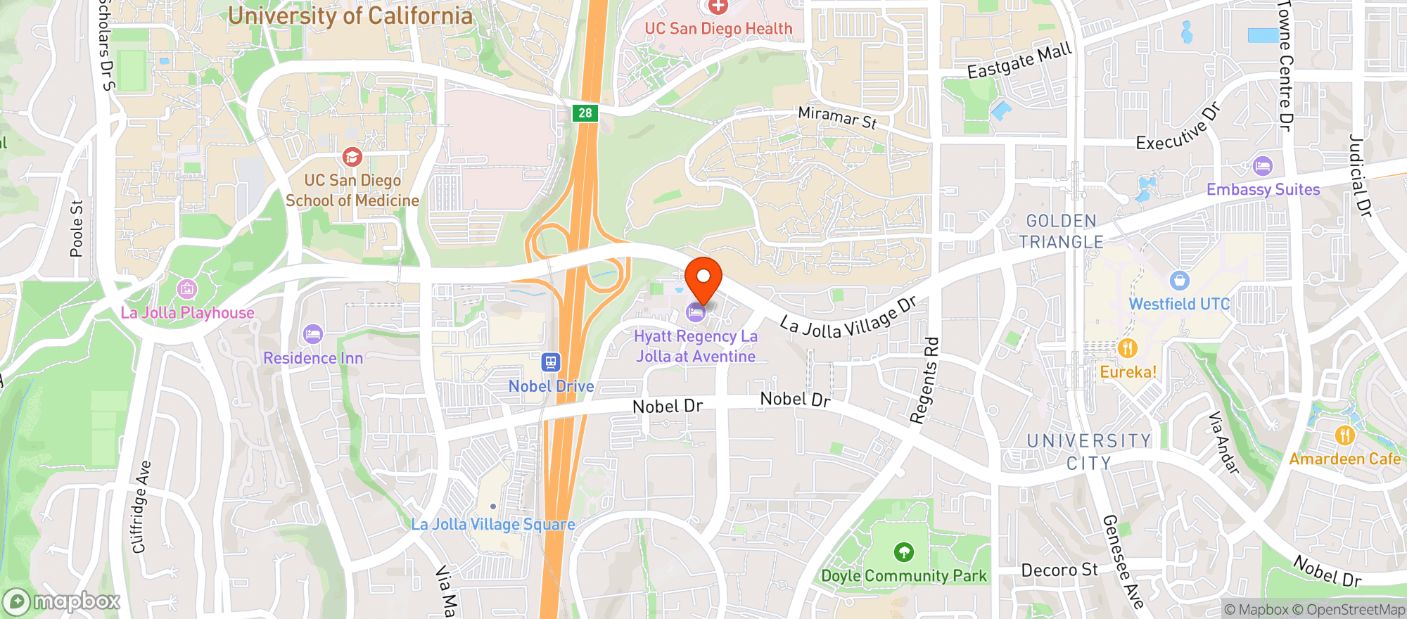 Map showing Hyatt Regency La Jolla