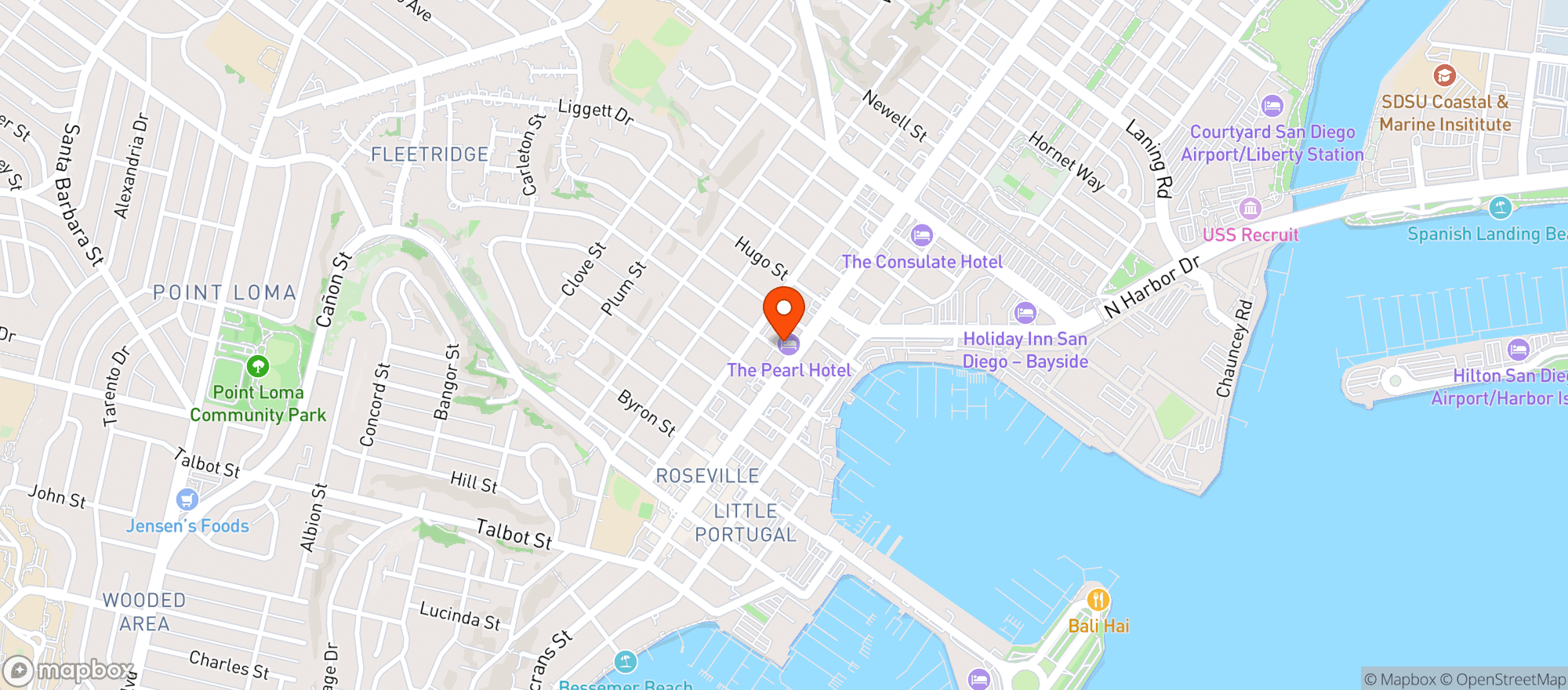 Map showing Pearl Hotel