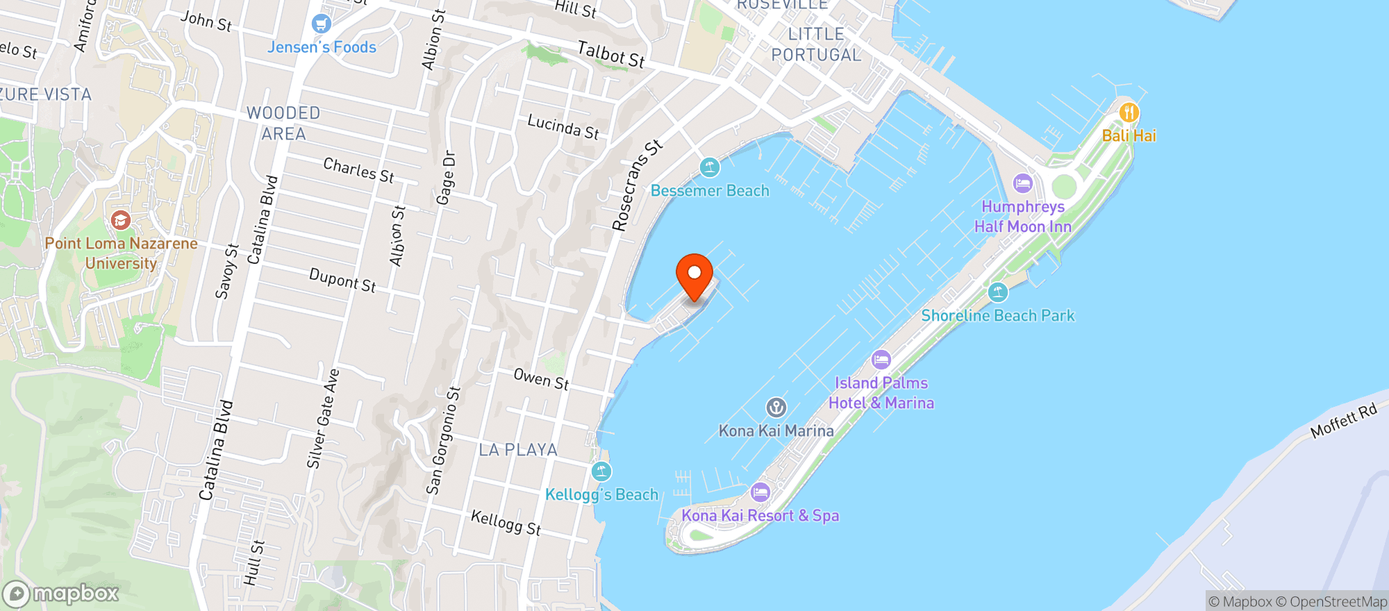 Map showing Southwestern Yacht Club