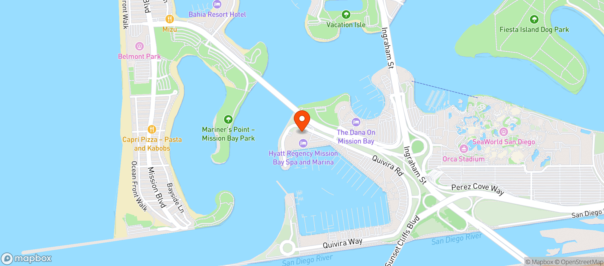 Map showing Hyatt Regency Mission Bay