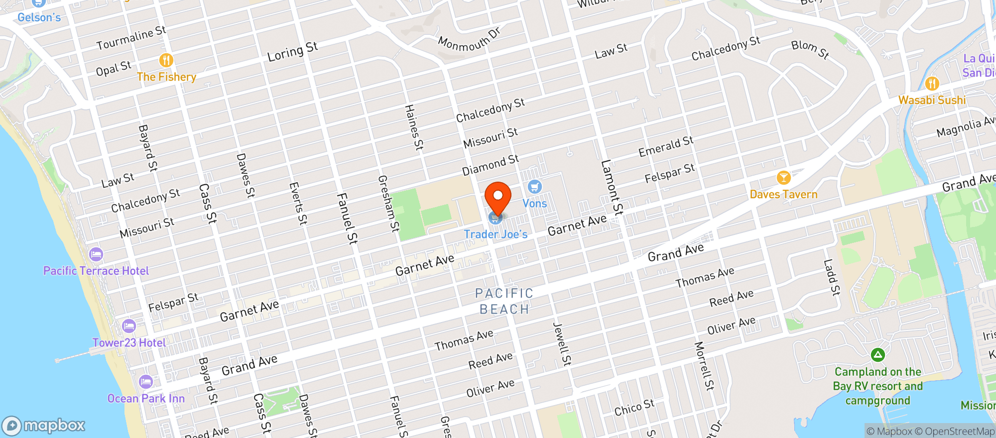 Map showing Trader Joes