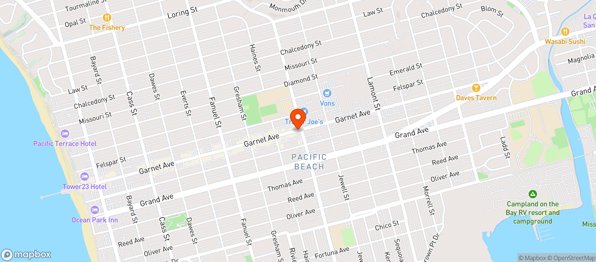 Map showing Mission Bay Liquor