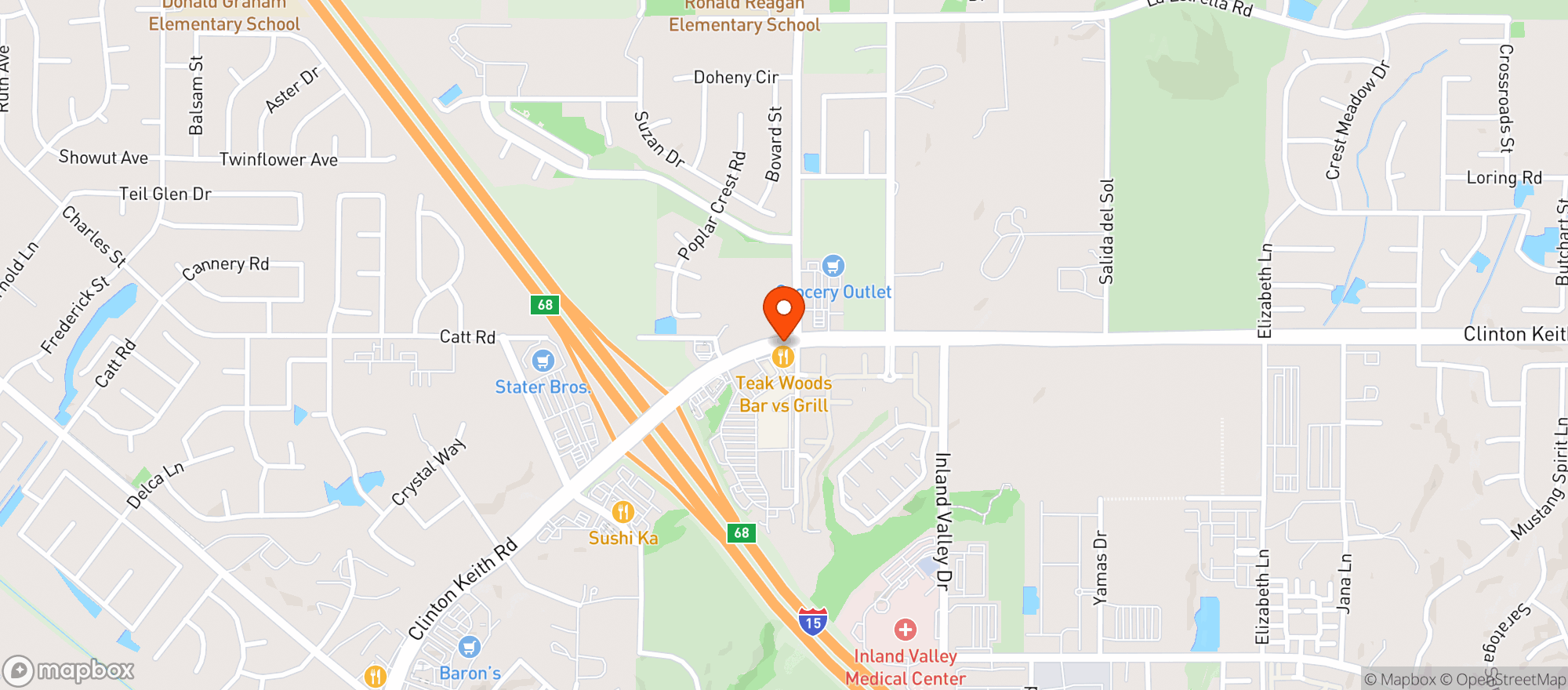 Map showing Teakwoods Bar & Grill