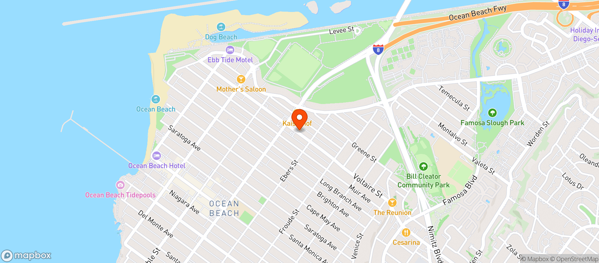 Map showing Ocean Beach People’s Food Co-op
