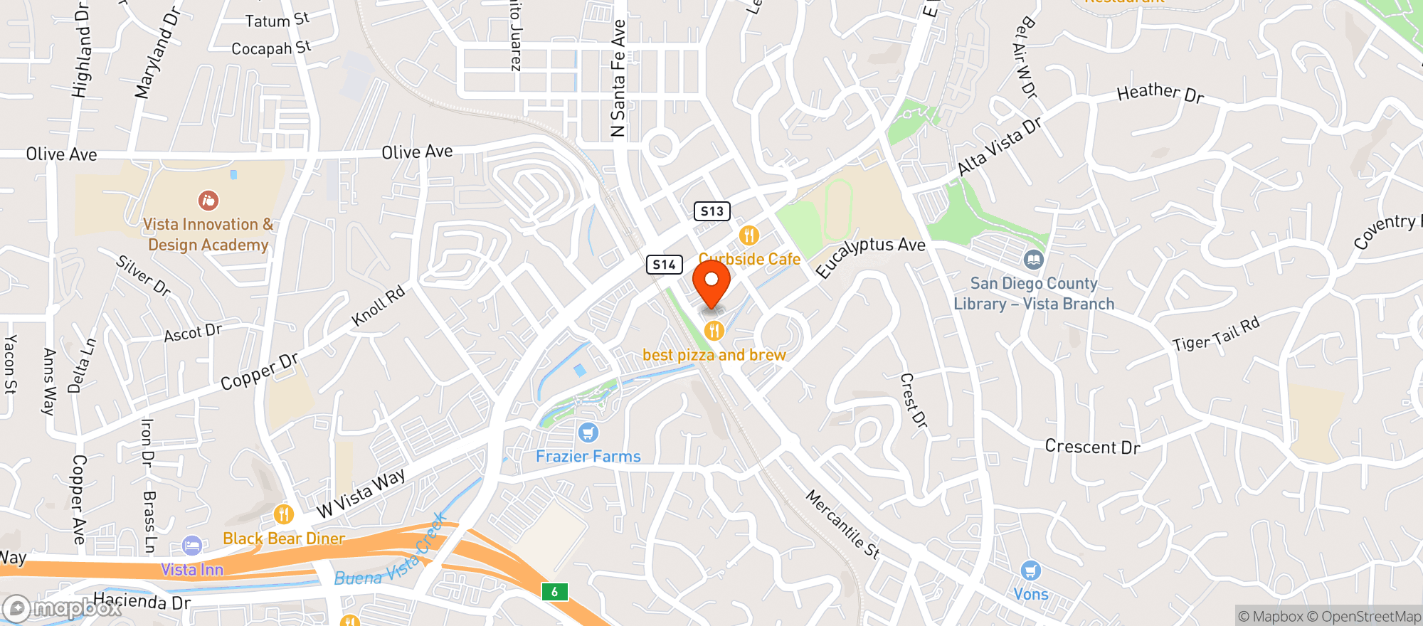 Map showing Smittys Down Town