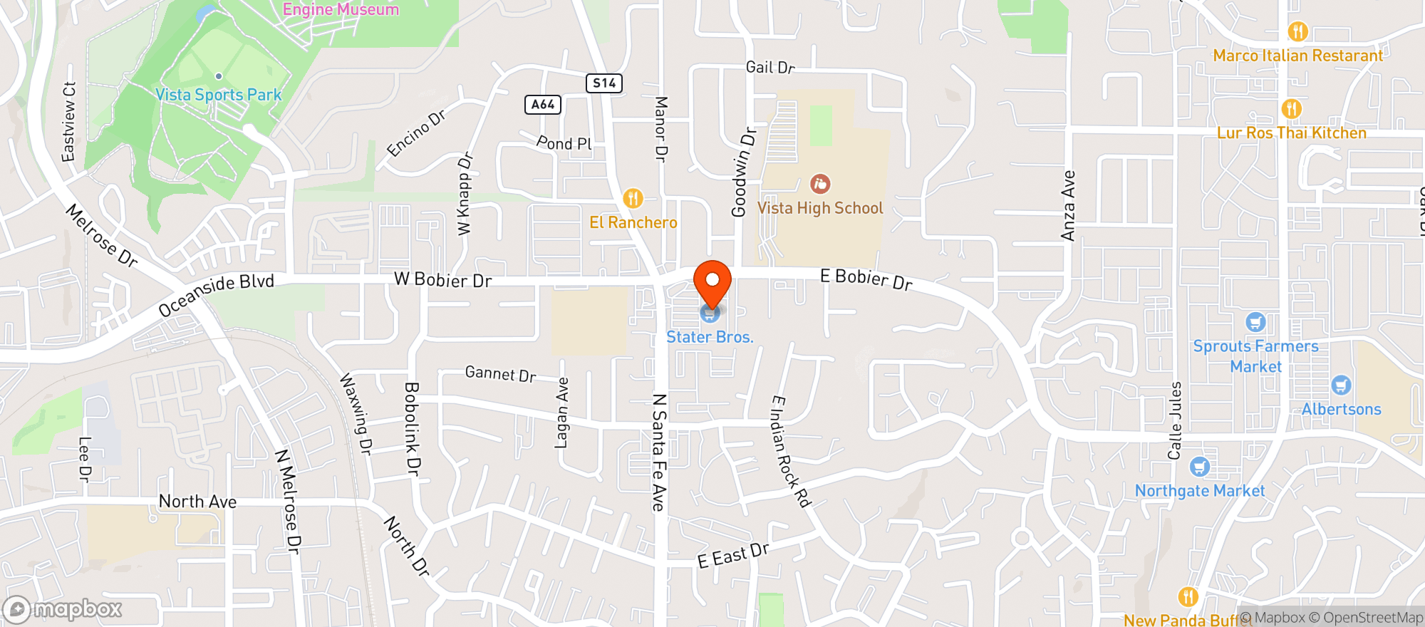 Map showing Stater Bros Markets #157