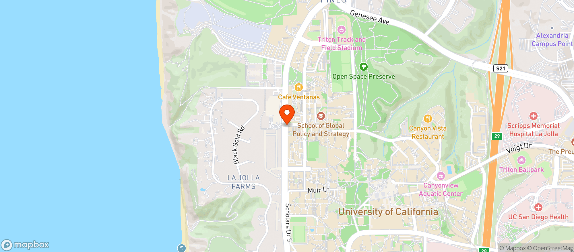 Map showing Estancia La Jolla Hotel