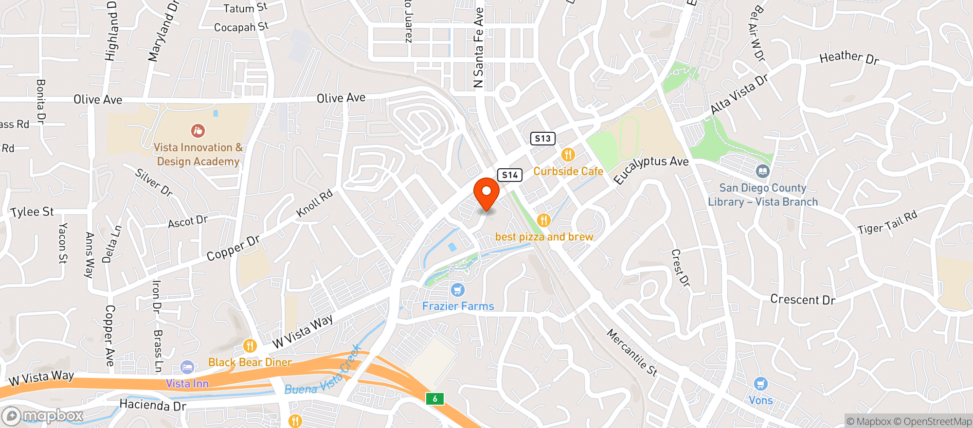 Map showing Lamp Post Pizza