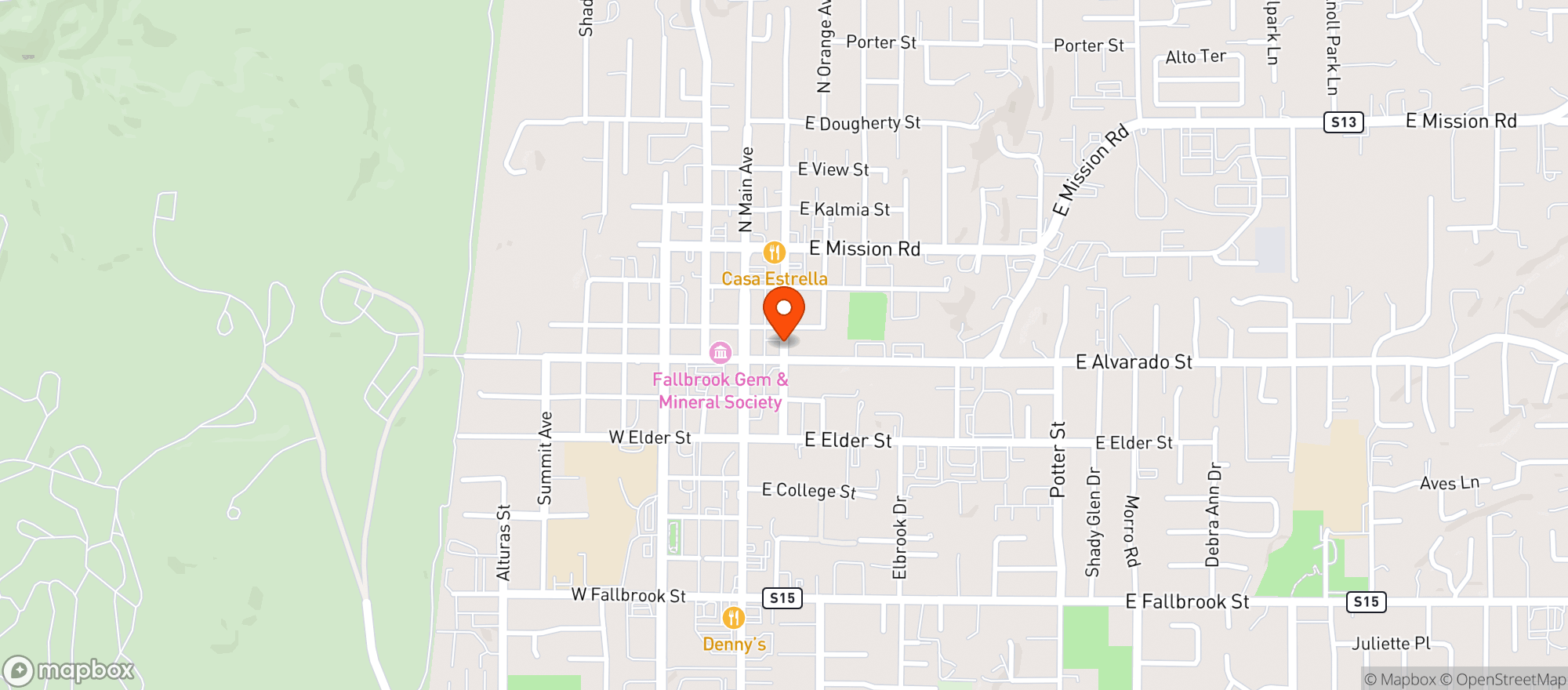 Map showing Mariscos El Pacifico Fallbrook