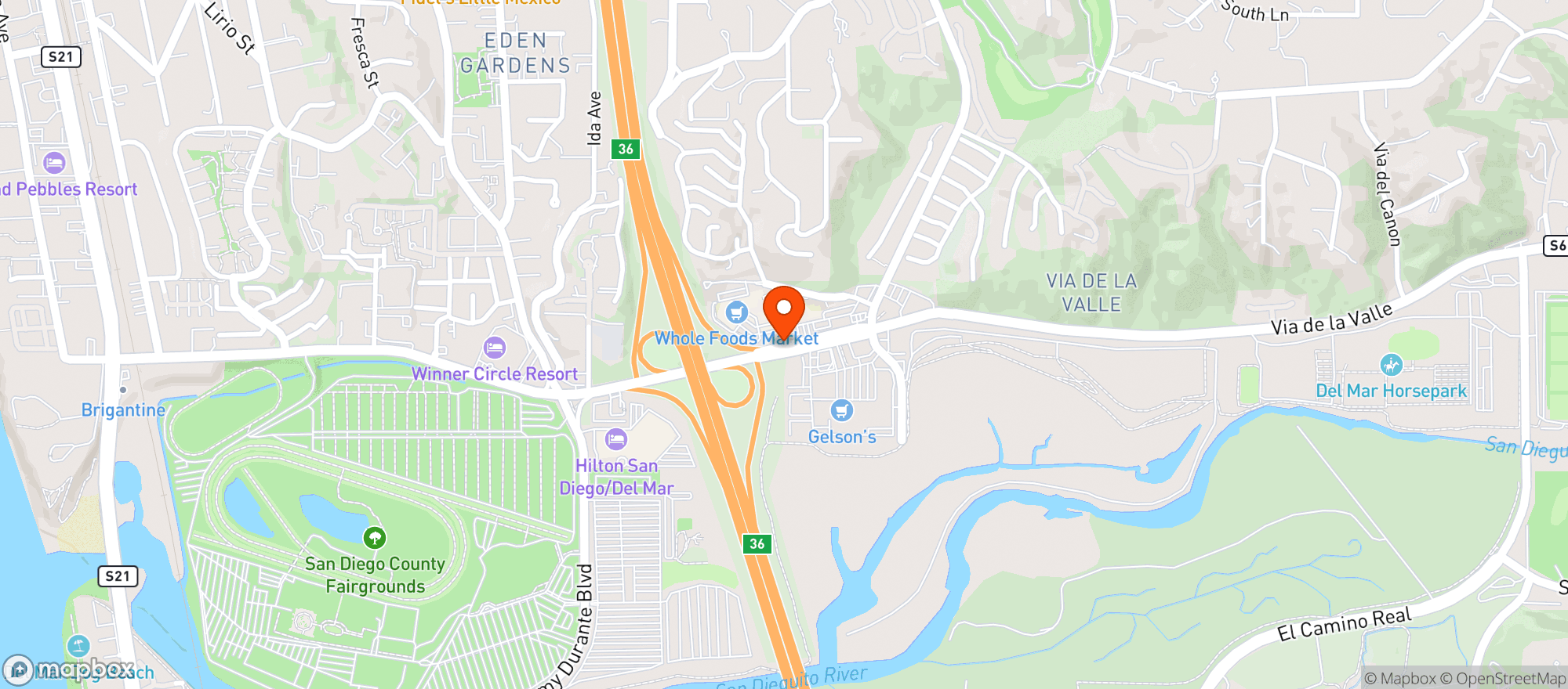Map showing Whole Foods Market | Del Mar